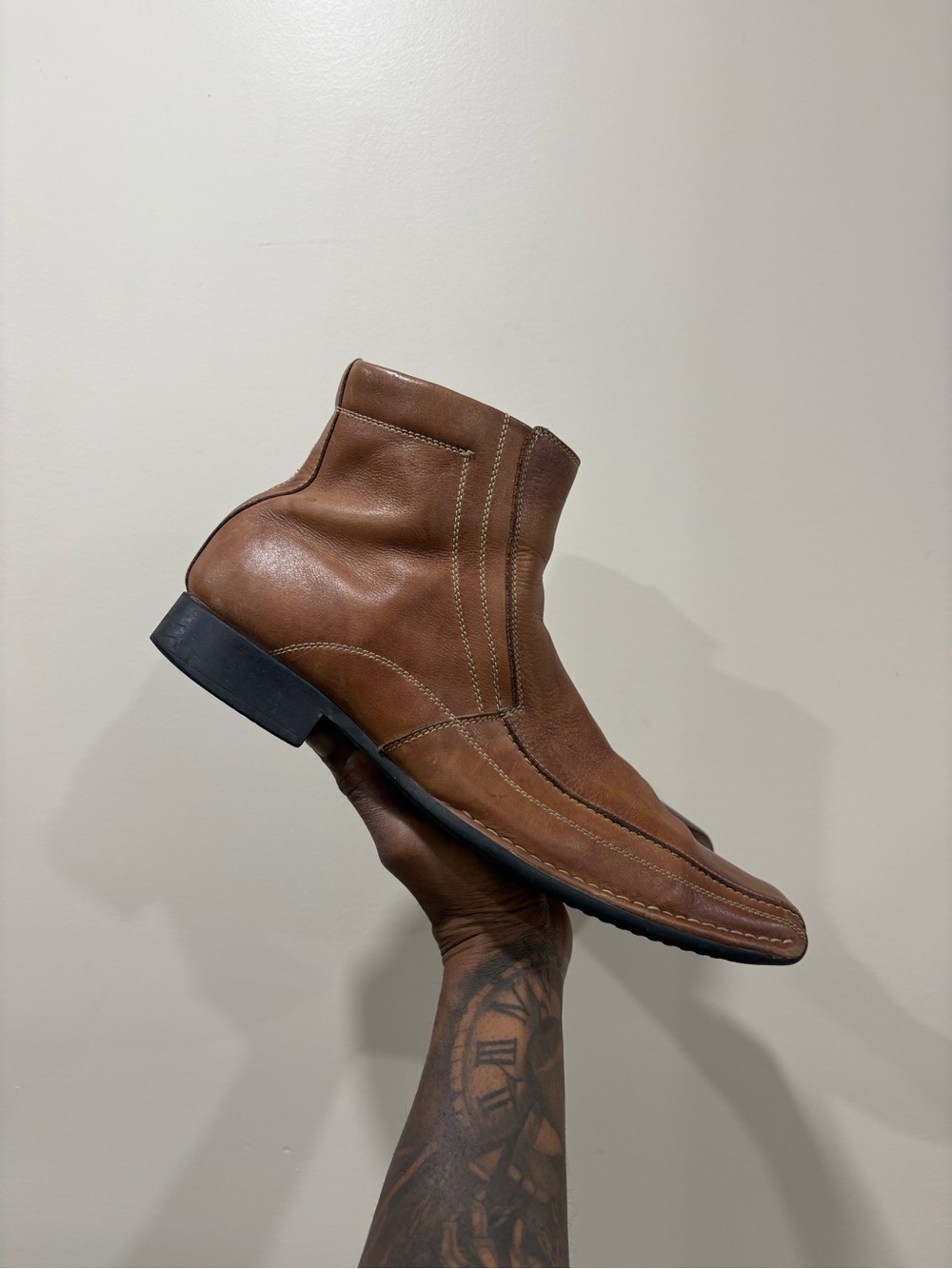 Classic Leather Side Zipper Boots